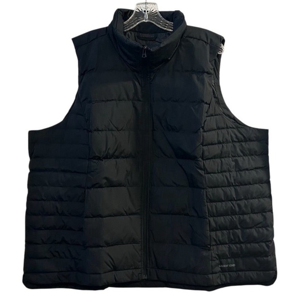 Lands' End Women's 2X Black Puffer Vest Lightweight Packable  Snap Side Pockets - Picture 1 of 9